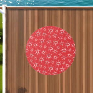 Snowflakes, Red and White Snowflakes, Snow Outdoor Rug
