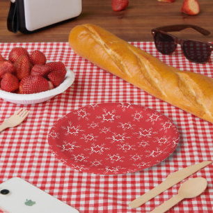 Snowflakes, Red and White Snowflakes, Snow Paper Plates