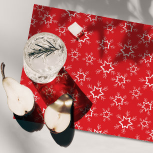 Snowflakes, Red and White Snowflakes, Snow Placemat