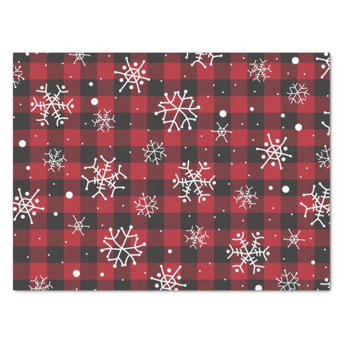 Snowflakes Red Black Buffalo Plaid Tissue Paper | Zazzle.com