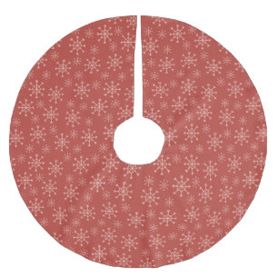Snowflakes - red brushed polyester tree skirt