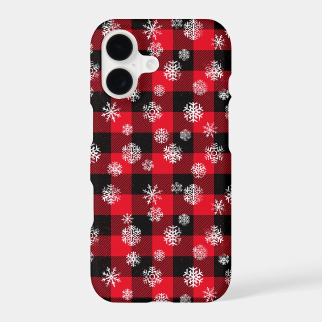 Snowflakes Red Buffalo Plaid Iphone Case (Back)