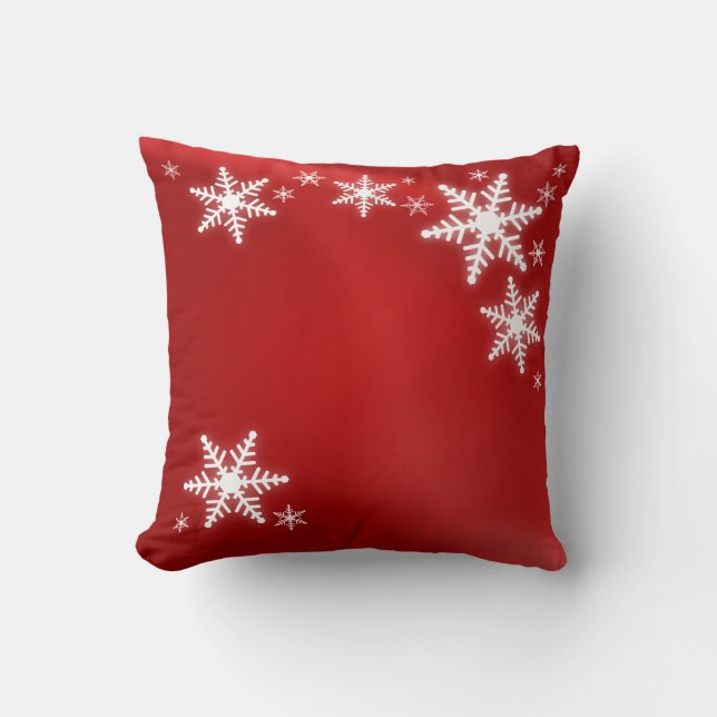 Snowflakes Red Christmas pillow (Front)