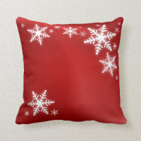 Snowflakes Red Christmas pillow