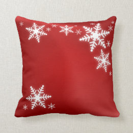 Snowflakes Red Christmas pillow