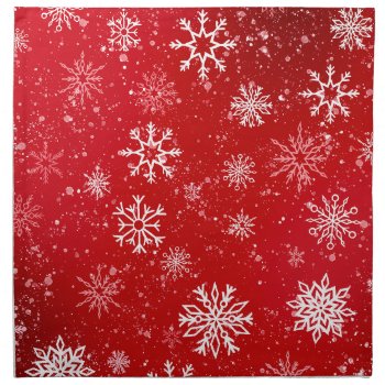 Snowflakes Red Cloth Napkin by tigressdragon at Zazzle