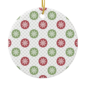 snowflakes red green cute winter pattern ceramic ornament