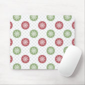 snowflakes red green cute winter pattern mouse pad (With Mouse)