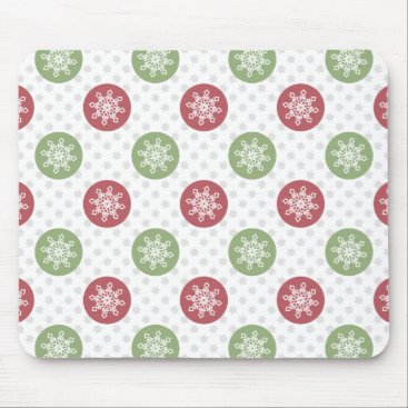 snowflakes red green cute winter pattern mouse pad