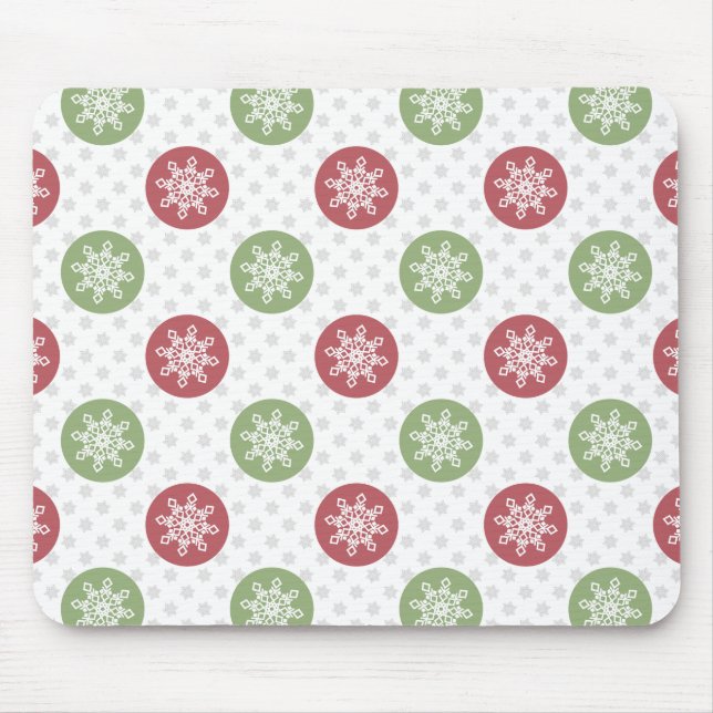 snowflakes red green cute winter pattern mouse pad (Front)