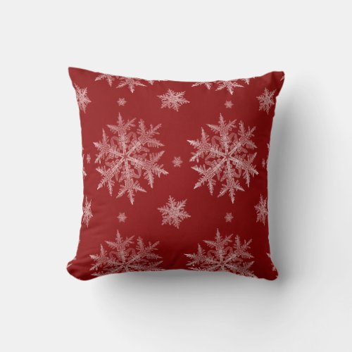 Snowflakes Red Holiday Christmas   Throw Pillow