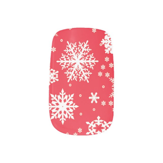 Snowflakes Red Minx Nail Art (Left Thumb)