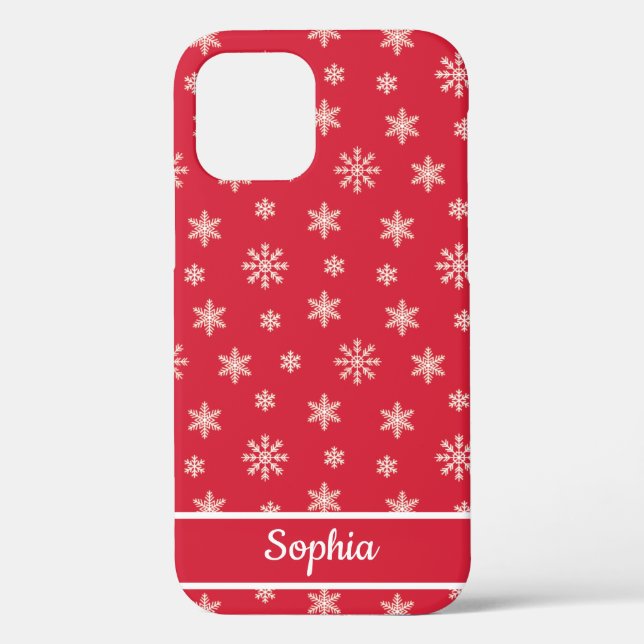 Snowflakes Red pattern personalized name Case-Mate iPhone Case (Back)