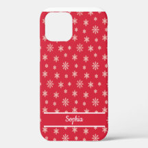 Snowflakes Red pattern personalized name