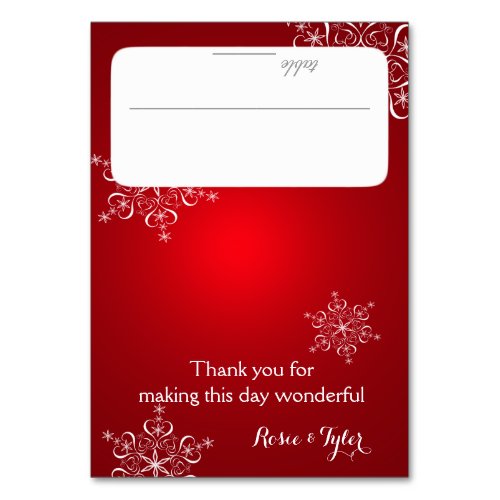 Snowflakes Red Seating Card