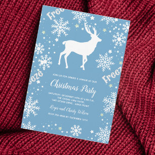Snowflakes reindeer blue Christmas Invitation