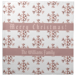 Snowflakes Rose Gold Snowflake Pattern Elegant Cloth Napkin