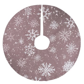 Snowflakes Rose Pink Brushed Polyester Tree Skirt by tigressdragon at Zazzle