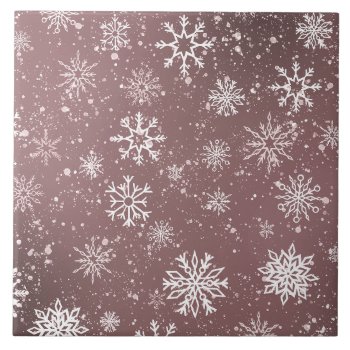 Snowflakes Rose Pink Ceramic Tile by tigressdragon at Zazzle