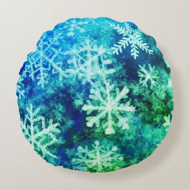 Snowflakes  round pillow (Front)