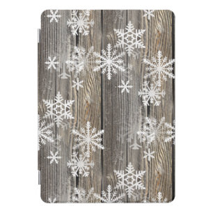 Snowflakes Rustic Wood iPad Pro Case