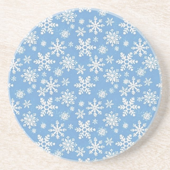 Snowflakes Sandstone Coaster (Front)