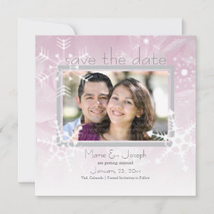 Snowflakes Save the Date: Winter Pink Date