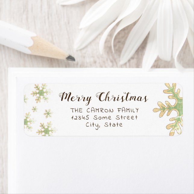 Snowflakes Script Merry Christmas Address Label (Insitu)