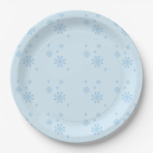 Snowflakes Seamless Light Blue Pattern Paper Plates