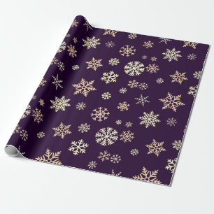 Snowflakes Seamless Pattern Purple Christmas Wrapping Paper