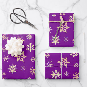 Snowflakes Seamless Pattern Purple Christmas Wrapping Paper Sheets