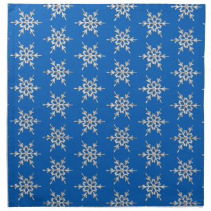 Snowflakes, silver crystals on cobalt blue cloth napkin