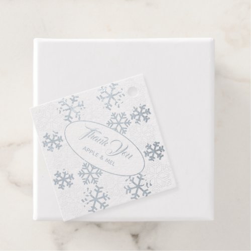 Snowflakes Silver Foil Thank You Favor Tags