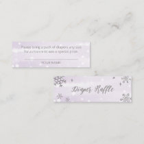 Snowflakes Silver Gray Baby Shower Diaper Raffle Mini Business Card