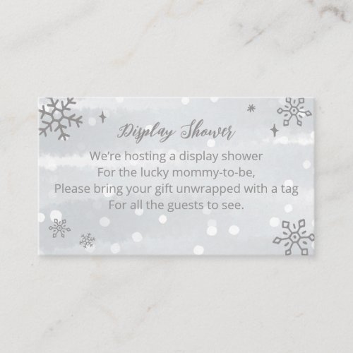 Snowflakes Silver Gray Baby Shower Display Shower Enclosure Card