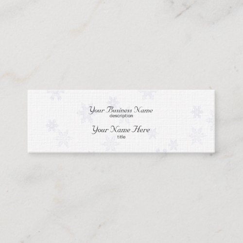 Snowflakes Skinny Business Card Linen Paper