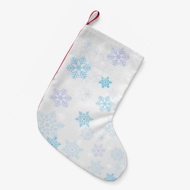 Snowflakes Small Christmas Stocking (Front (Hanging))