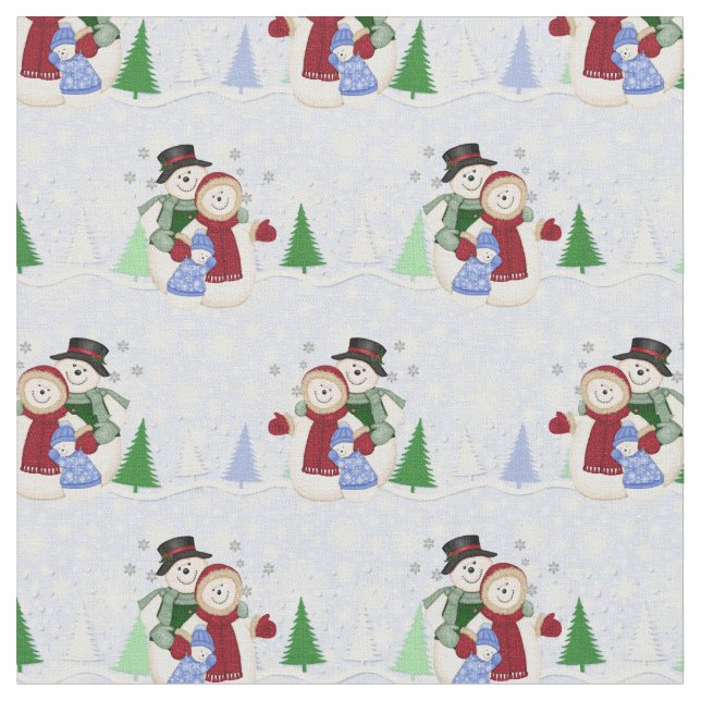 Snowflakes Snow Family Fabric (Close Up)