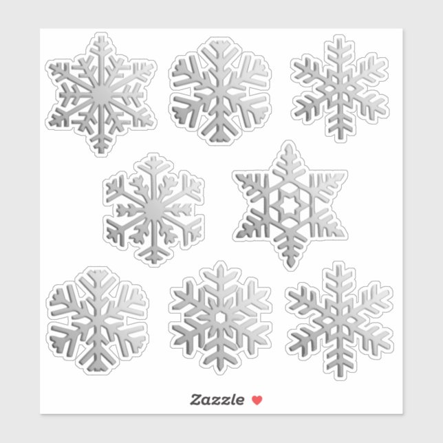 Snowflakes / Snow Flakes in a faux silver finish Sticker (Sheet)