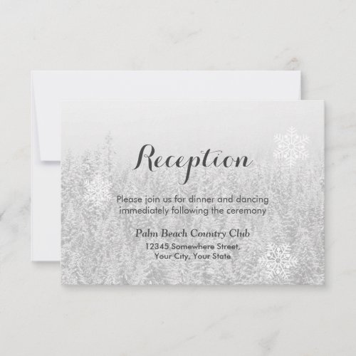 Snowflakes  Snow Forest Winter Wedding Reception Invitation