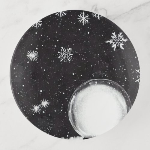 Snowflakes  Snow Globe Trinket Tray