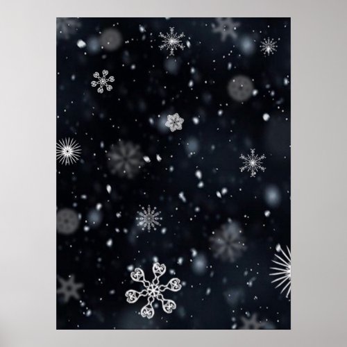 snowflakes snow snowfall snowing poster
