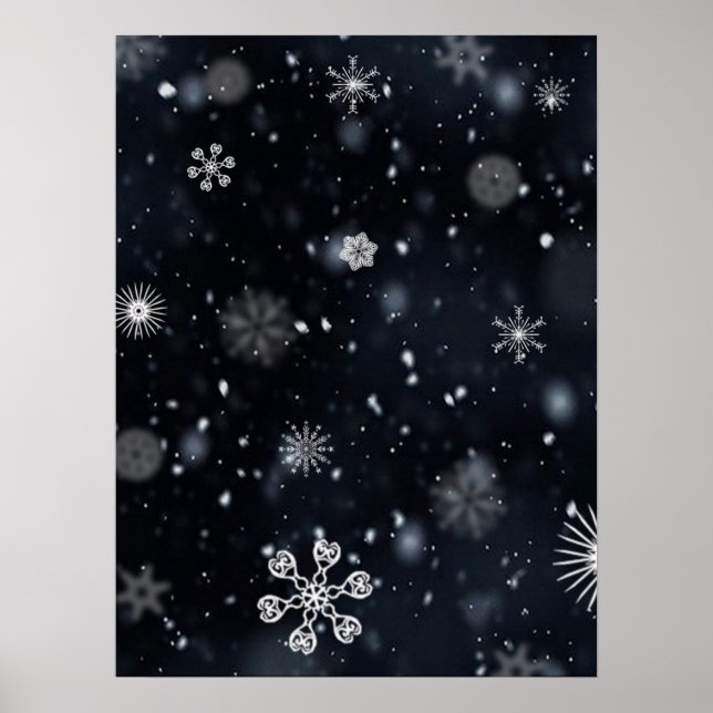 snowflakes snow snowfall snowing poster (Front)