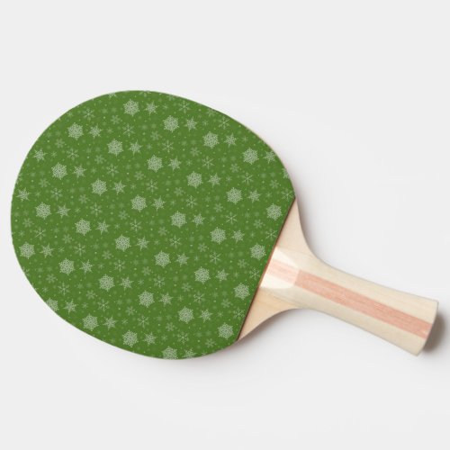 Snowflakes Snow Winter Season Green Christmas Ping Pong Paddle