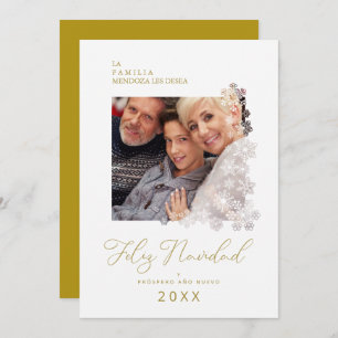 Snowflakes Spanish Modern Elegant Chic Christmas Holiday Card