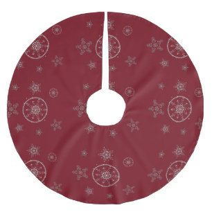 Snowflakes Sparkles Glitter Red Christmas Chic Brushed Polyester Tree Skirt