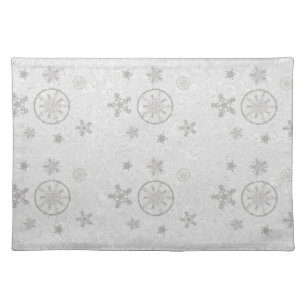 Snowflakes Sparkles Glitter White Christmas Chic Cloth Placemat