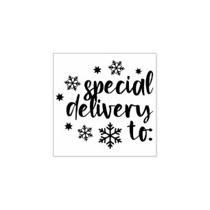 Snowflakes Special Delivery To Christmas Rubber Stamp