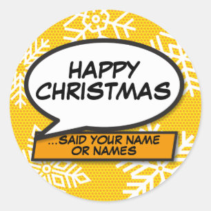 Snowflakes Speech Bubble Fun Retro Comic Book Classic Round Sticker