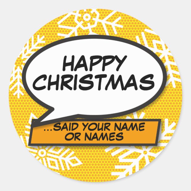 Snowflakes Speech Bubble Fun Retro Comic Book Classic Round Sticker (Front)